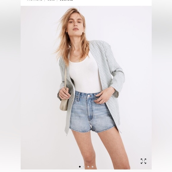 Madewell Jackets & Blazers - Madewell Linen Collarless Gingham Blazer